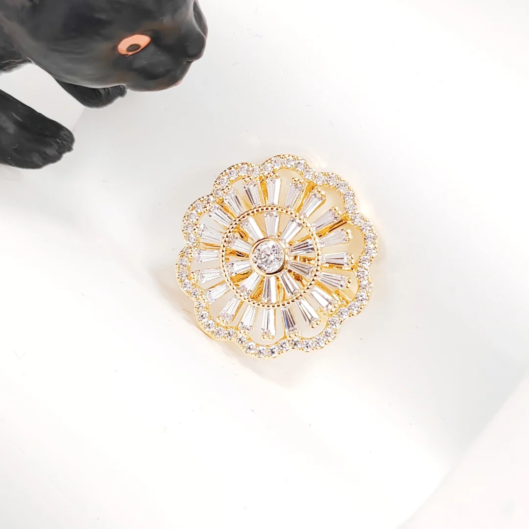 Zirconia Rotating Flower Brooch - Image 2