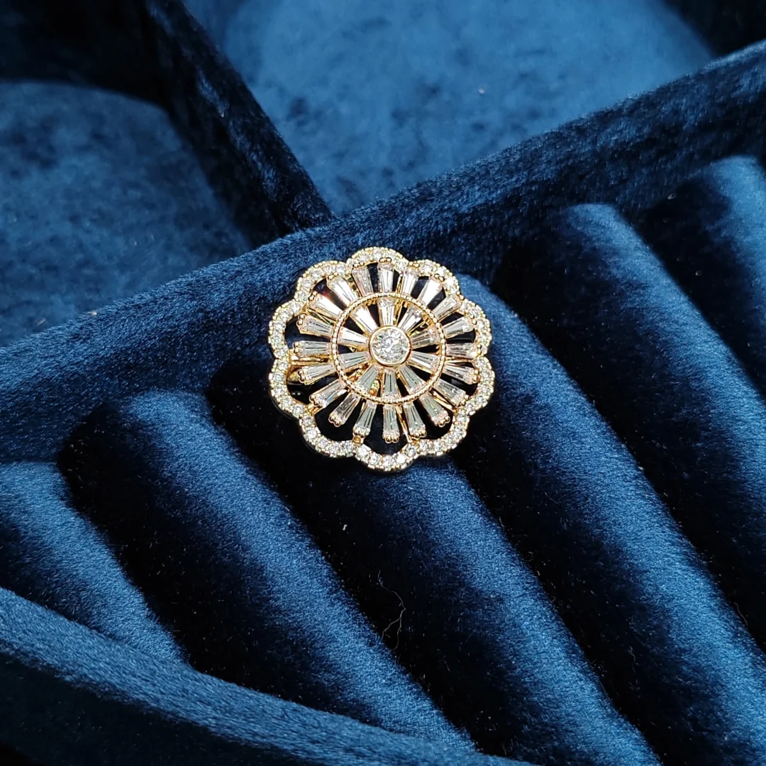 Zirconia Rotating Flower Brooch - Image 3