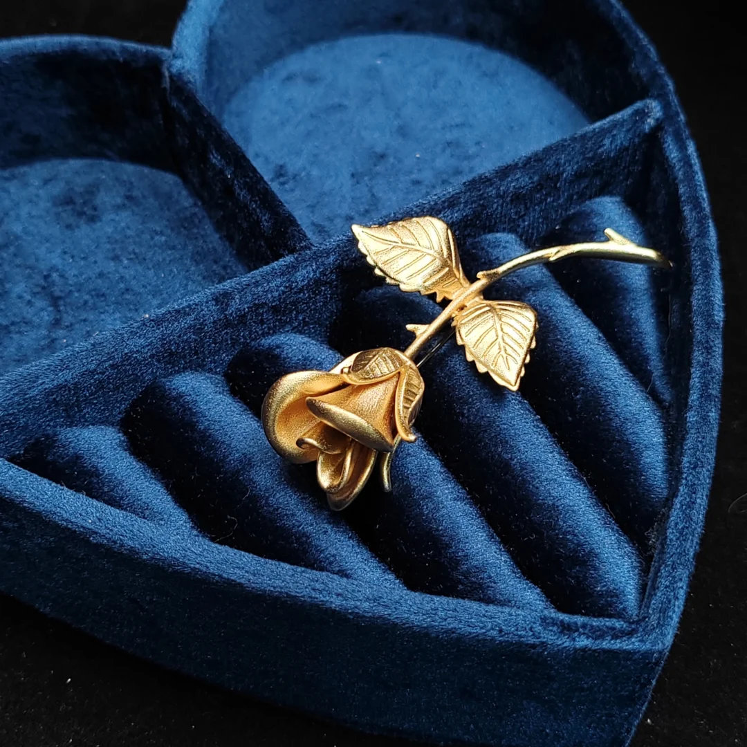 Vintage Gold Rose Brooch - Image 2
