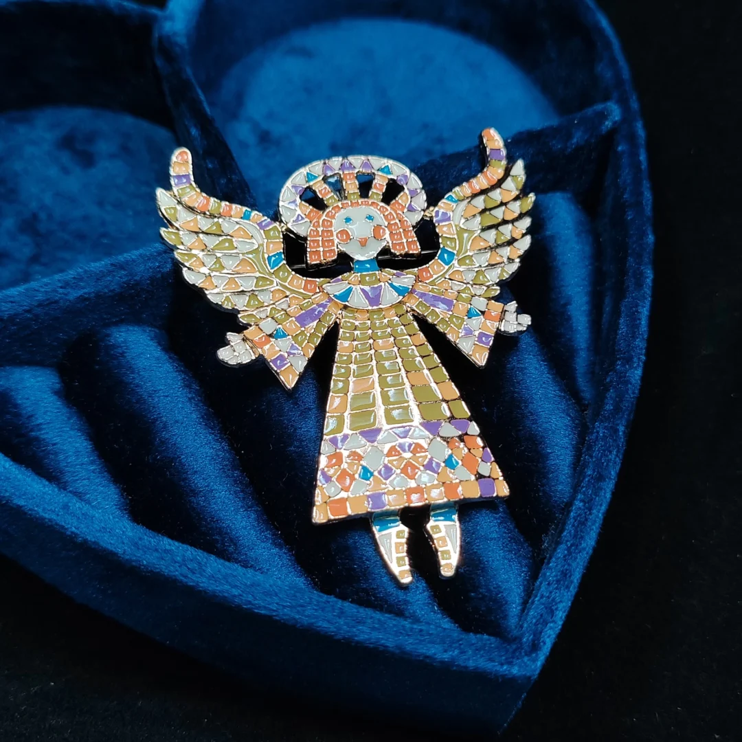 Painted Angel Wing Saint Brooch - Image 2