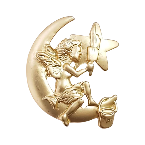 Matte Gold Crescent Angel Brooch