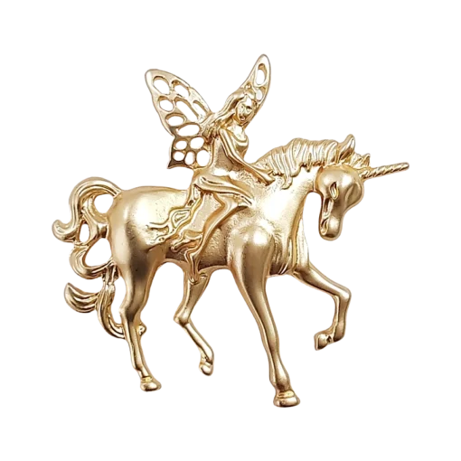 Matte Gold Unicorn Knight Brooch