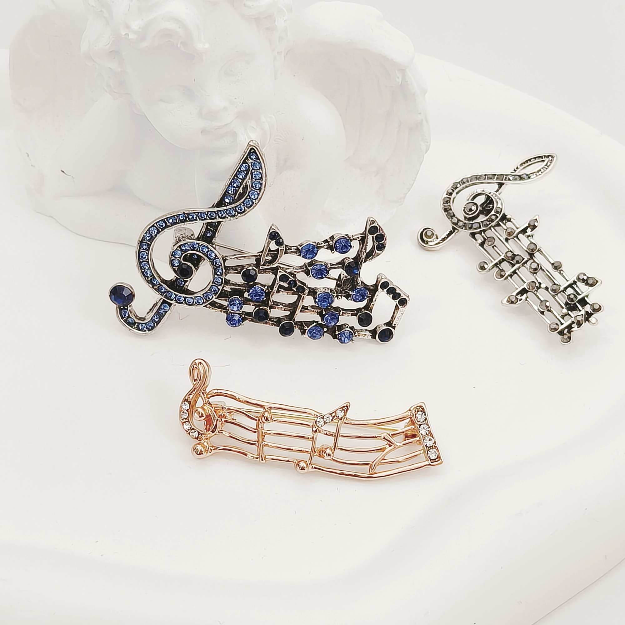 Vintage Gold Wave Musical Note Brooch - Image 5