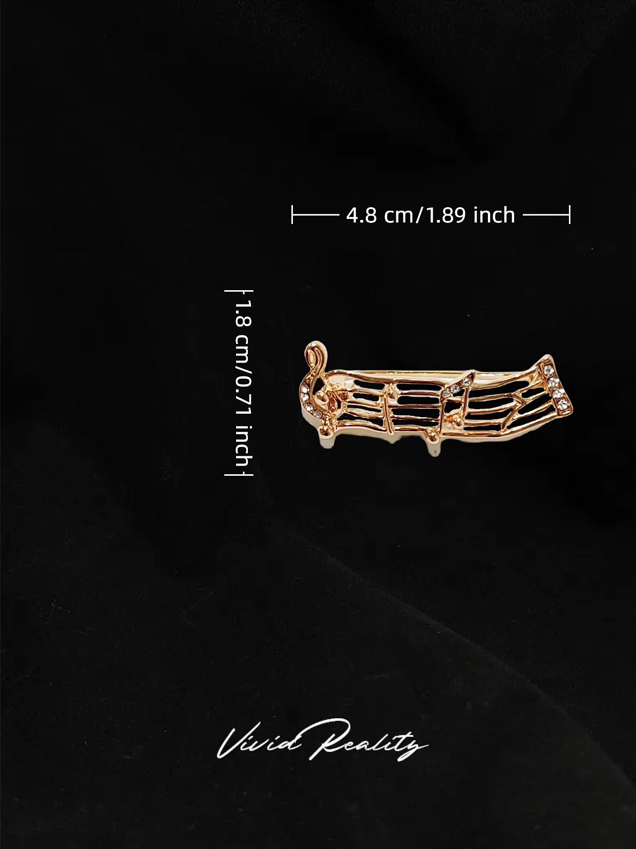 Vintage Gold Wave Musical Note Brooch - Image 6