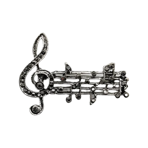 Vintage Black Musical Note Brooch