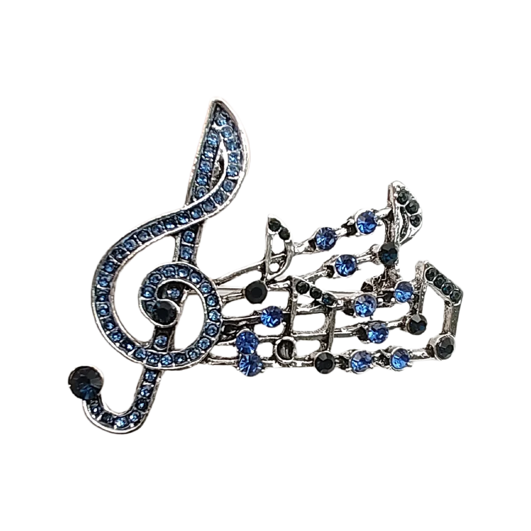 Blue Musical Note Staff Brooch