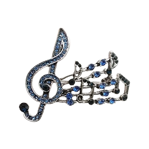Blue Musical Note Staff Brooch