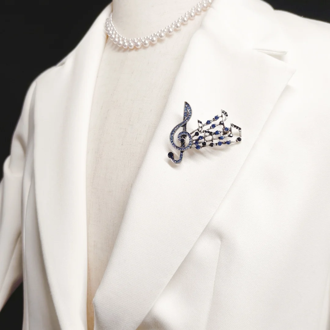 Blue Musical Note Staff Brooch - Image 2