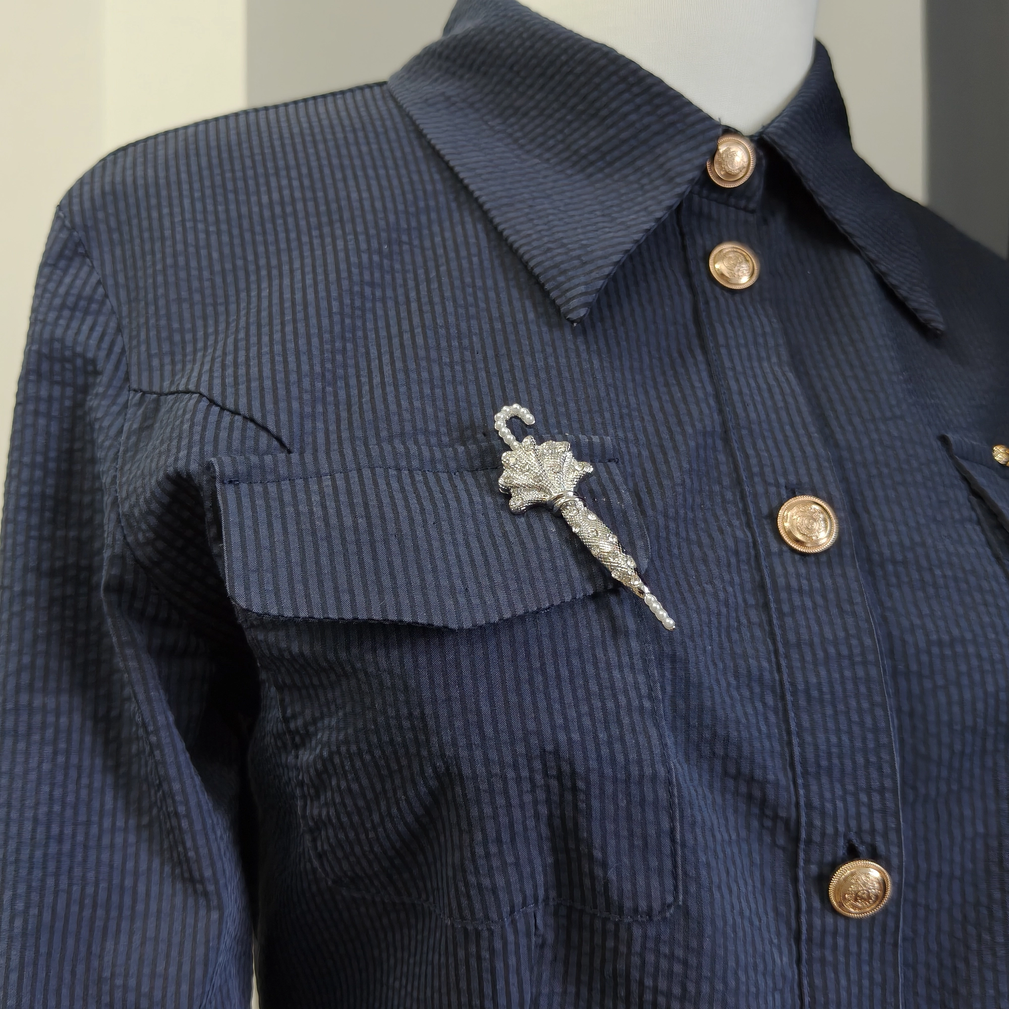 Crystal Umbrella Brooch (French Eye-Catcher, Silver) - Image 6