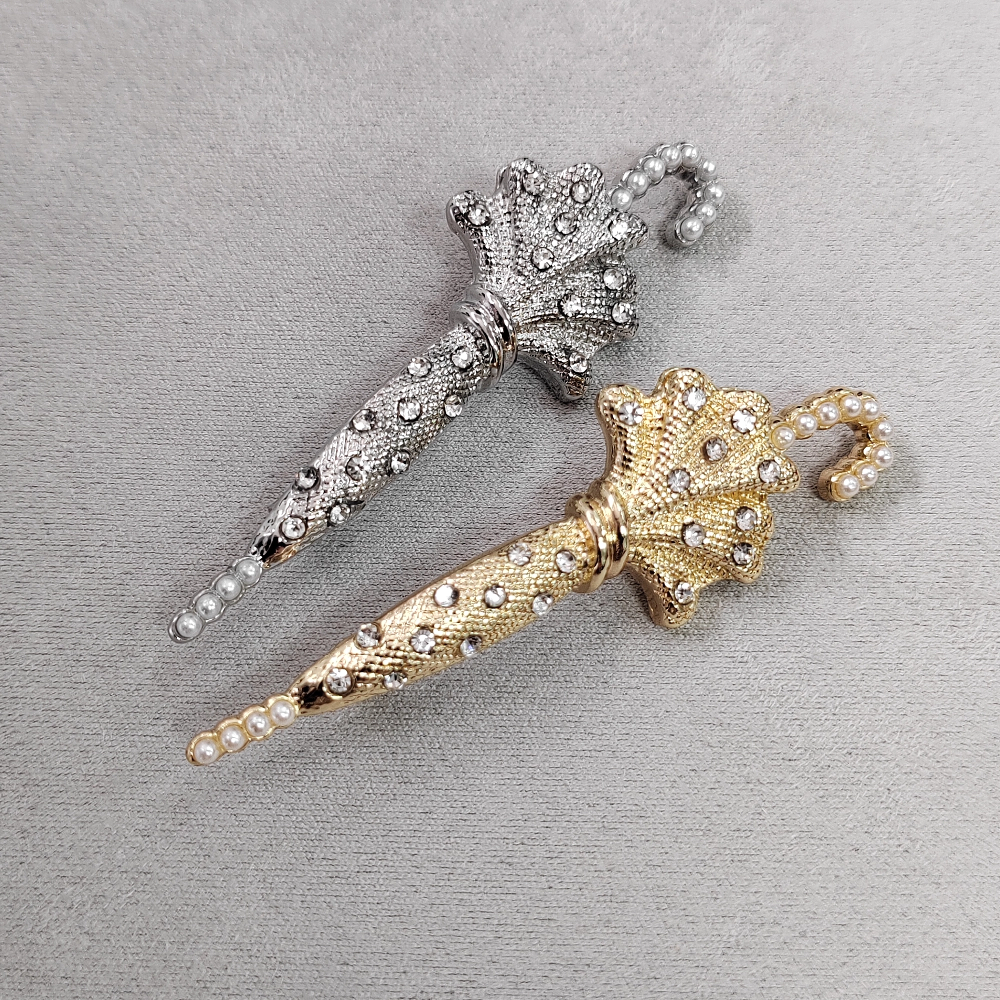 Crystal Umbrella Brooch (French Eye-Catcher, Silver) - Image 7
