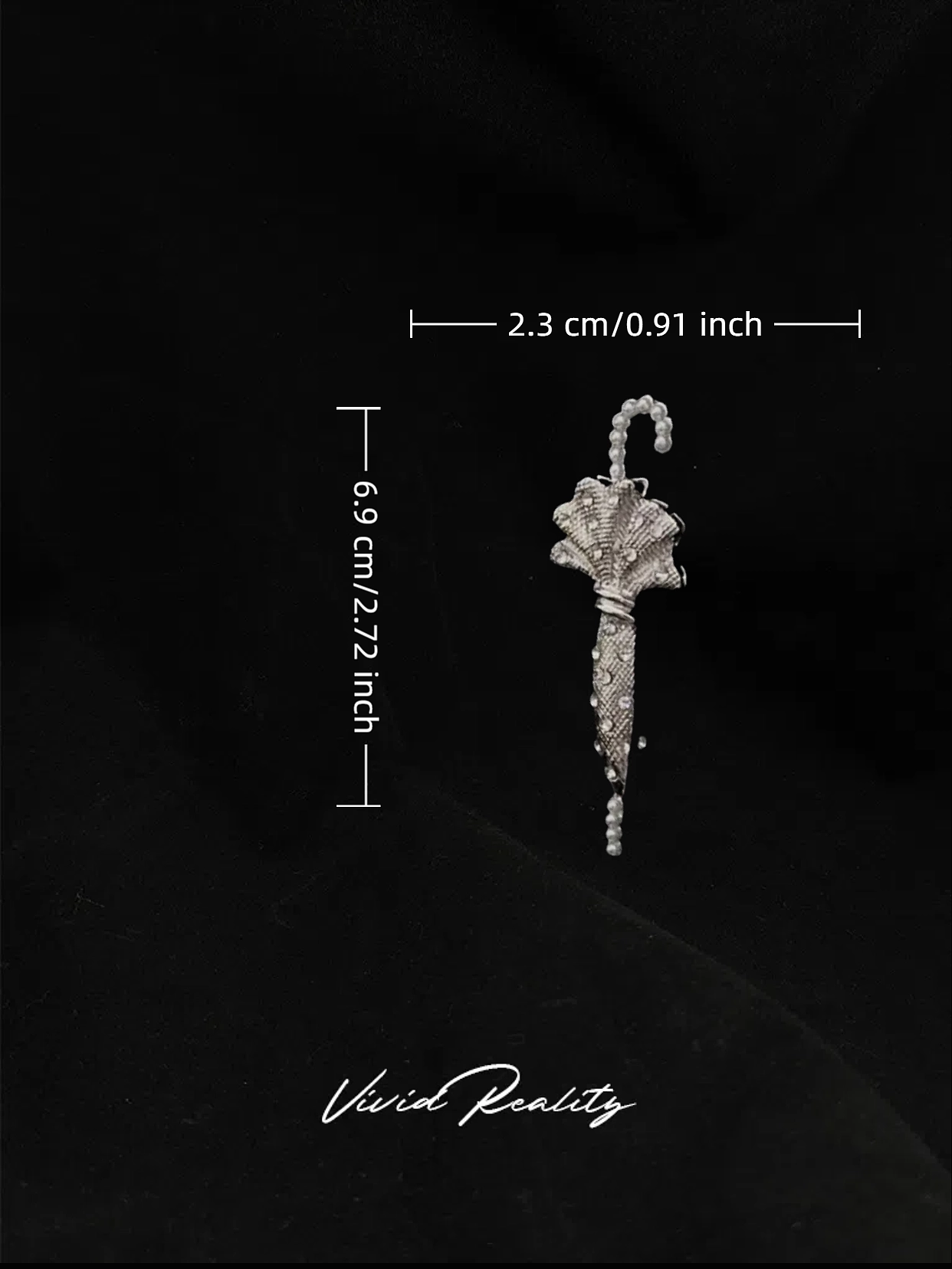 Crystal Umbrella Brooch (French Eye-Catcher, Silver) - Image 8