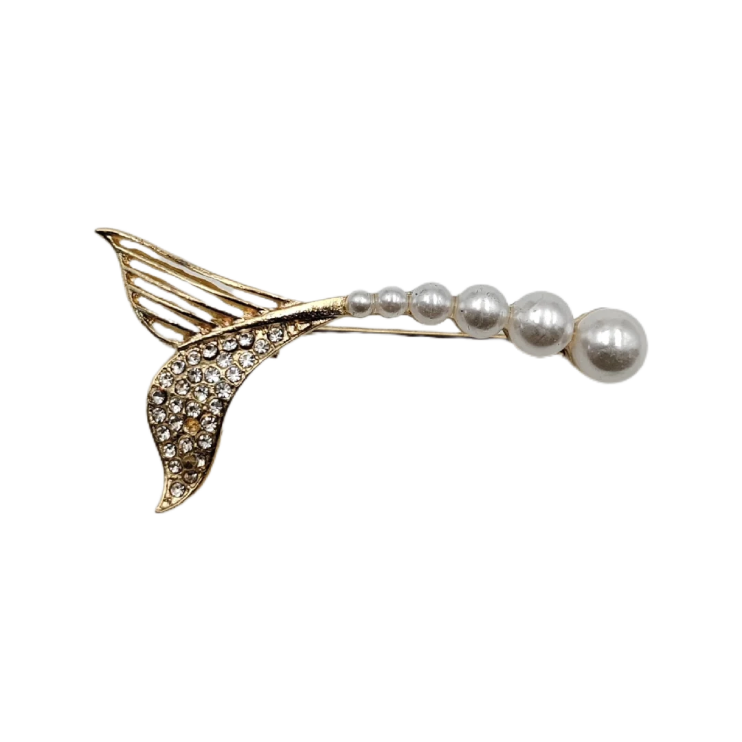 Moonlight Mermaid Tail Pearl Brooch