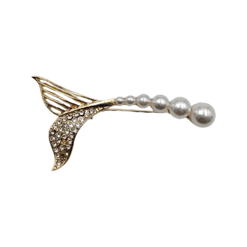 Moonlight Mermaid Tail Pearl Brooch