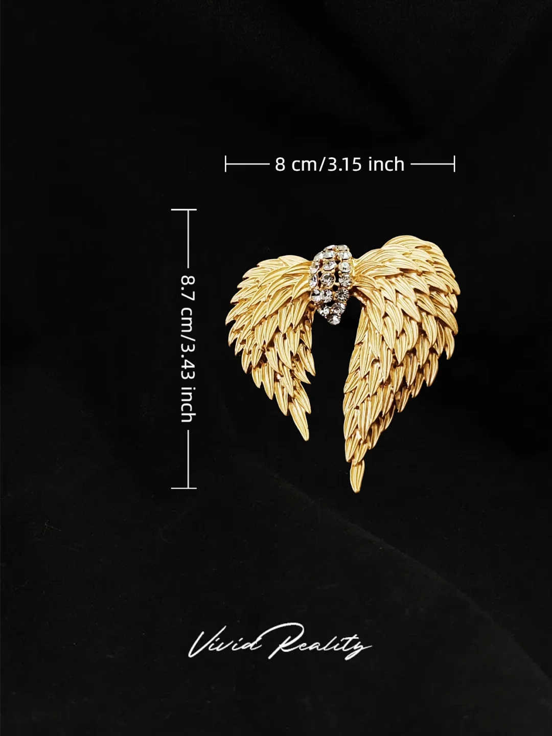 Golden Angel Wings Jewelry Set - Brooch - Image 3