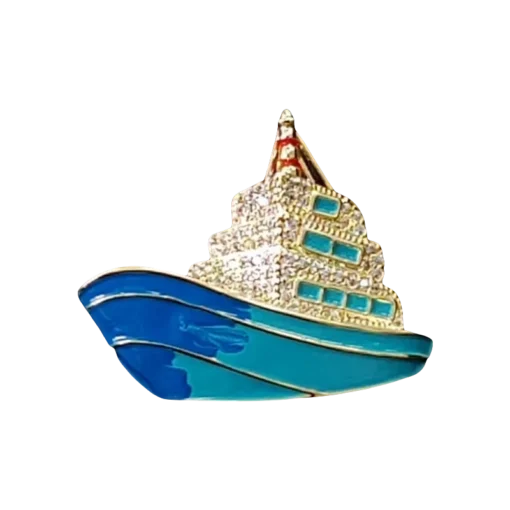 Enamel Ship Brooch