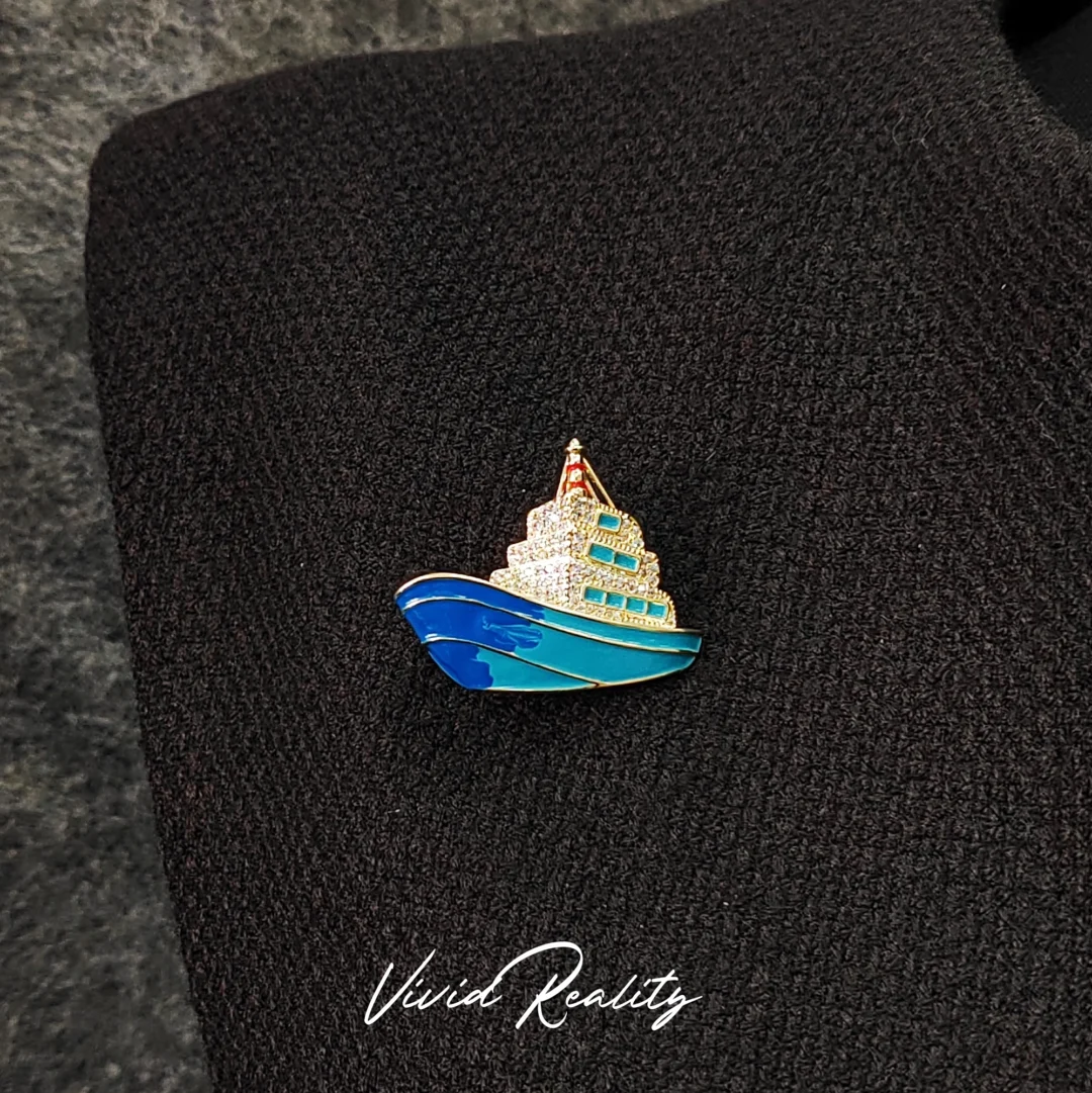 Enamel Ship Brooch - Image 2