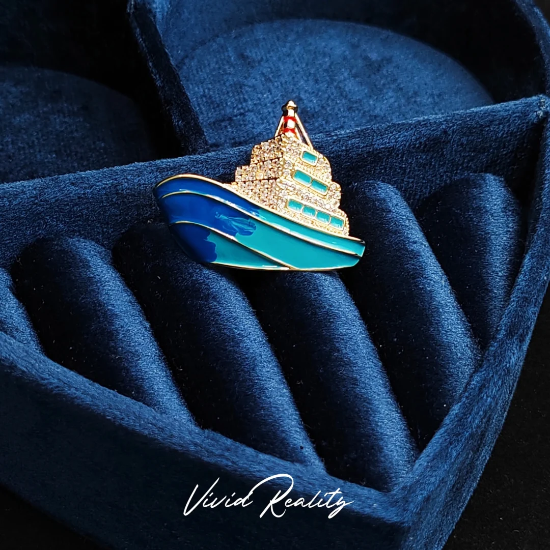 Enamel Ship Brooch - Image 3