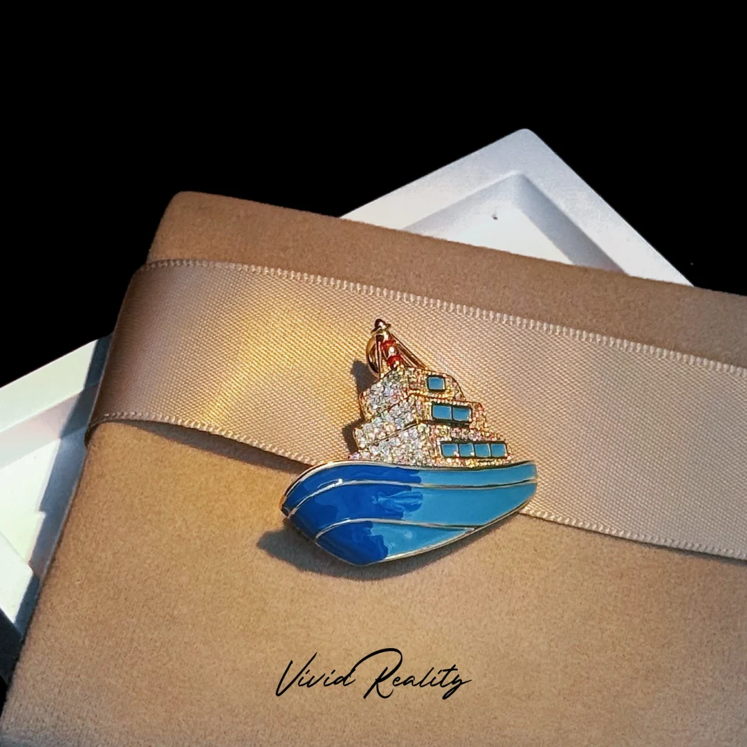 Enamel Ship Brooch - Image 6