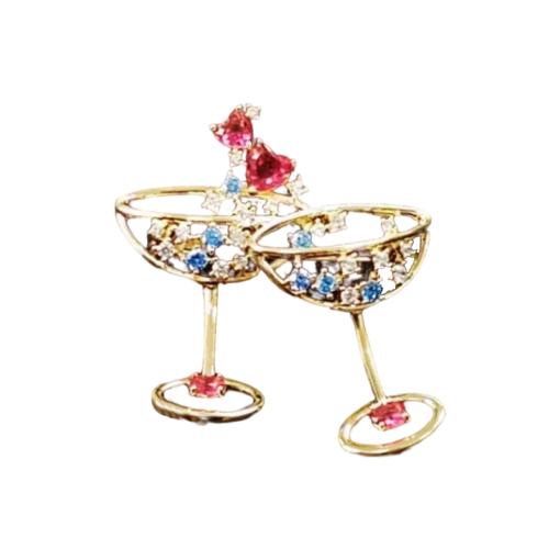 Zirconia Wine Glass Brooch