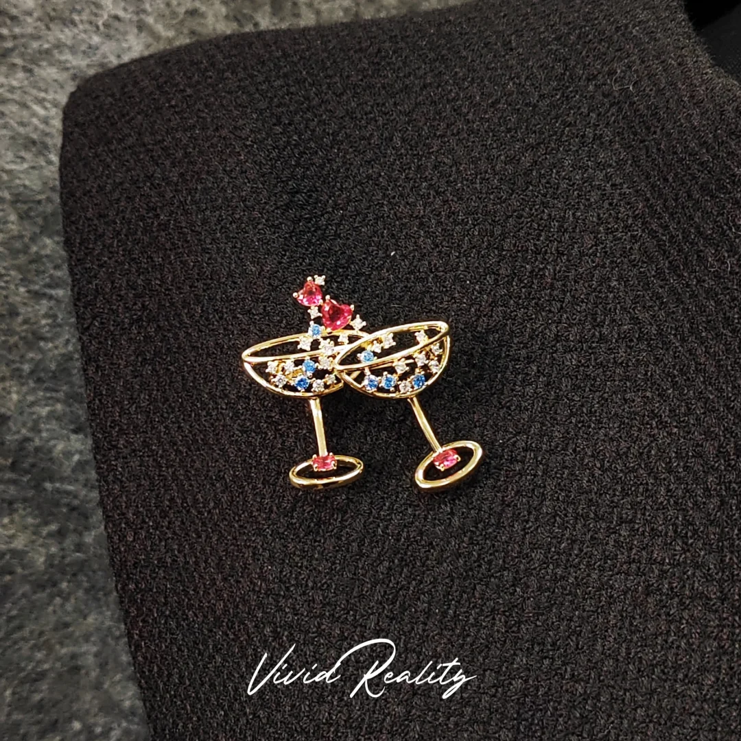 Zirconia Wine Glass Brooch - Image 3