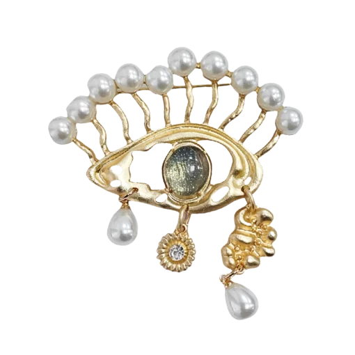 Pearl Evil Eye Brooch