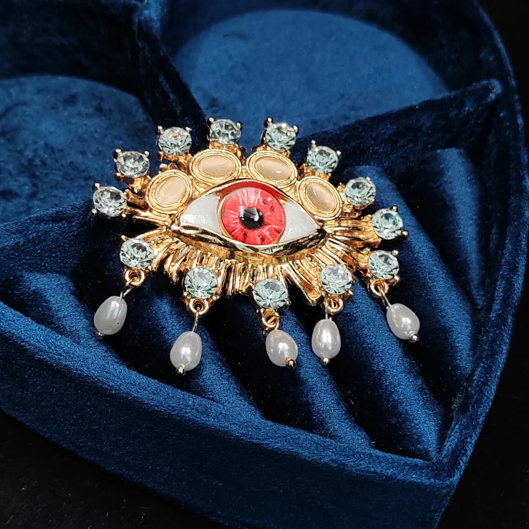 Evil Eye Brooch - Yellow Eye - Image 3