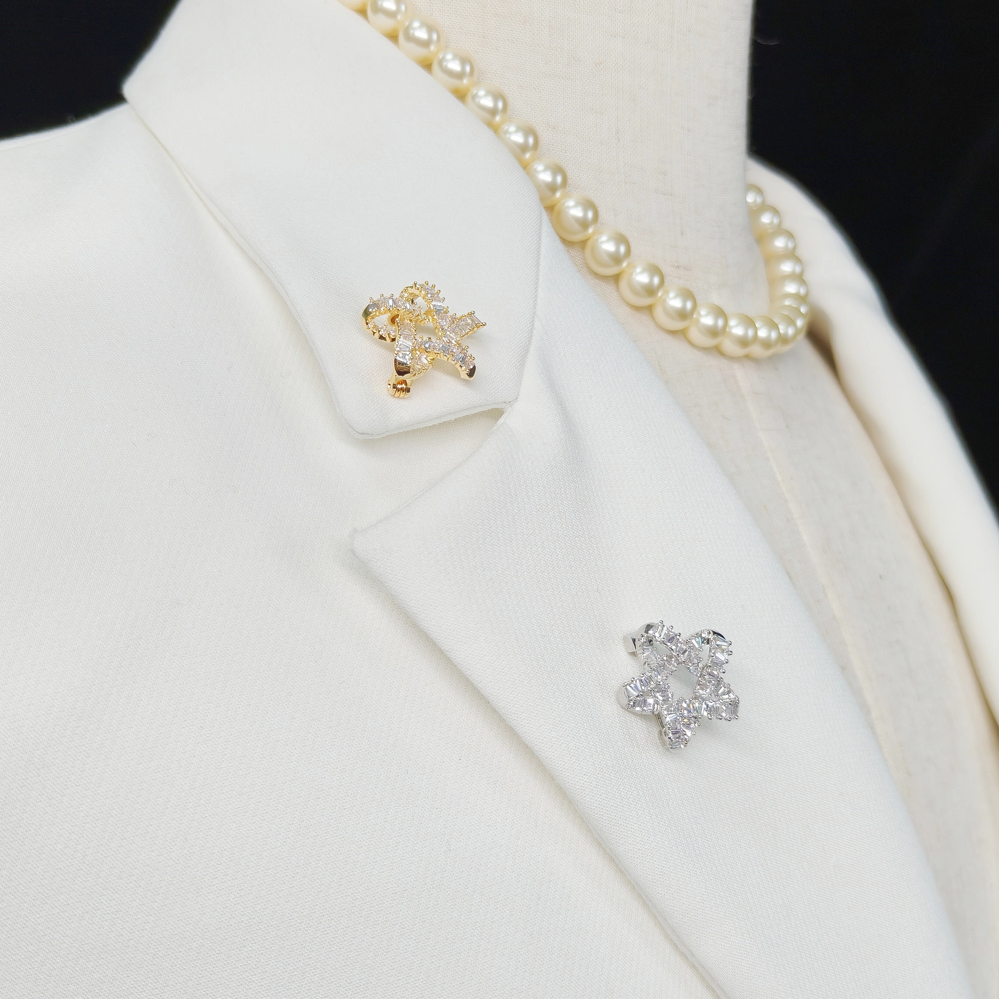 Silver Zirconia Five-Pointed Star Brooch - Image 2