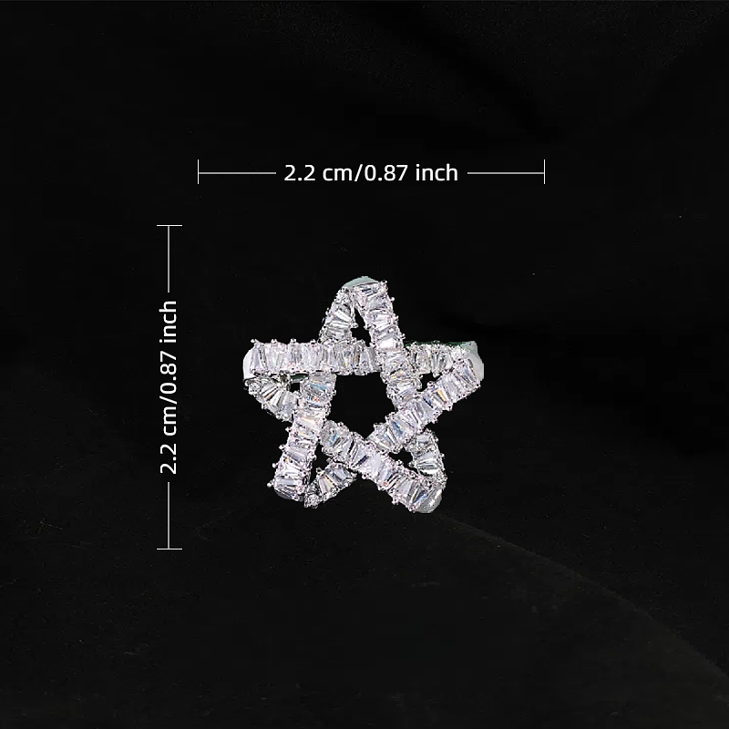 Silver Zirconia Five-Pointed Star Brooch - Image 4