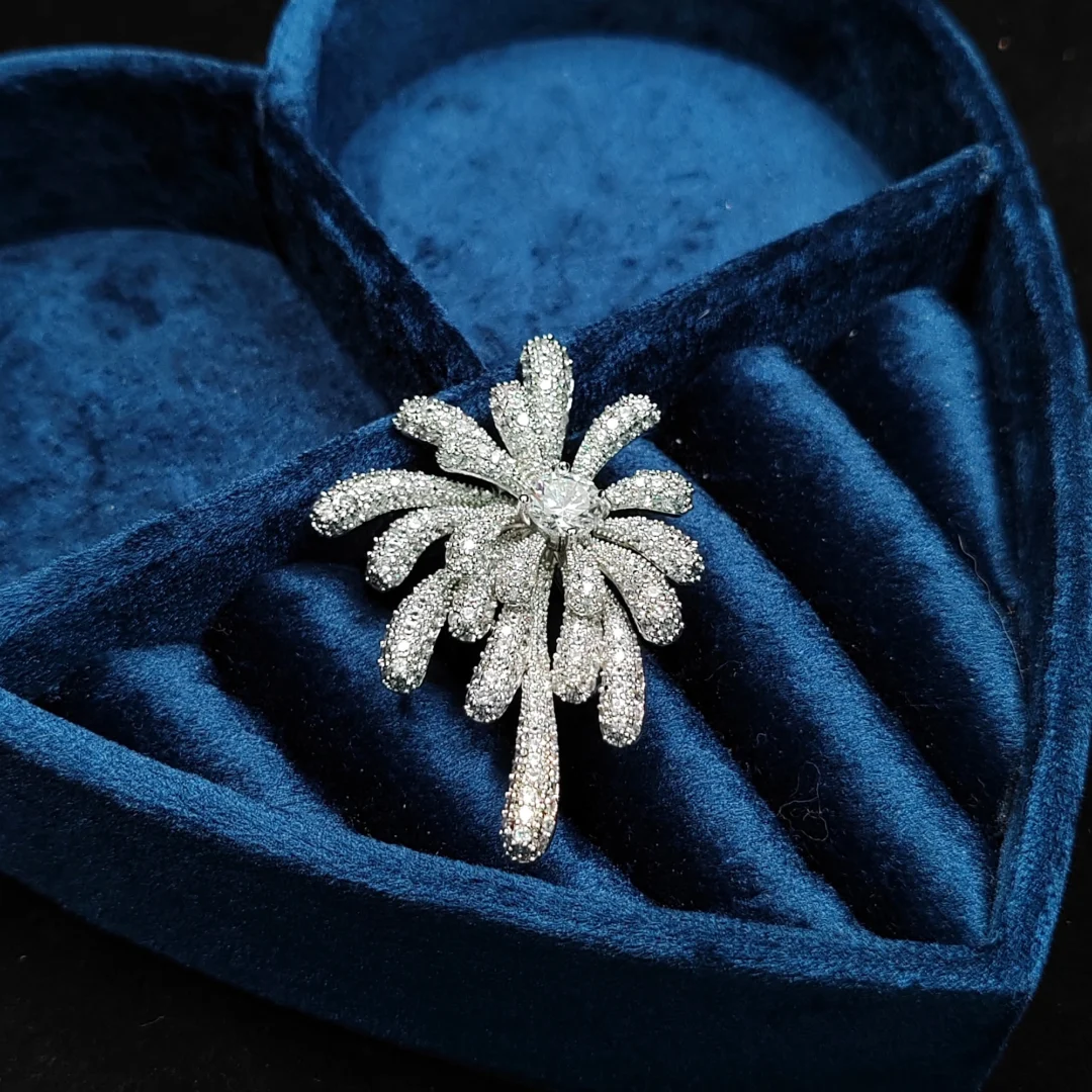 Silver Zirconia Firework Brooch - Image 3