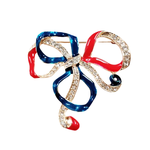 Blue-Red Trifari Bow Brooch