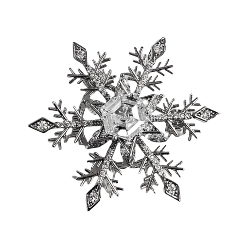 Silver Zirconia Rotating Snowflake Brooch