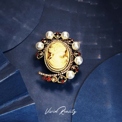 Gold Baroque Beauty Head Brooch