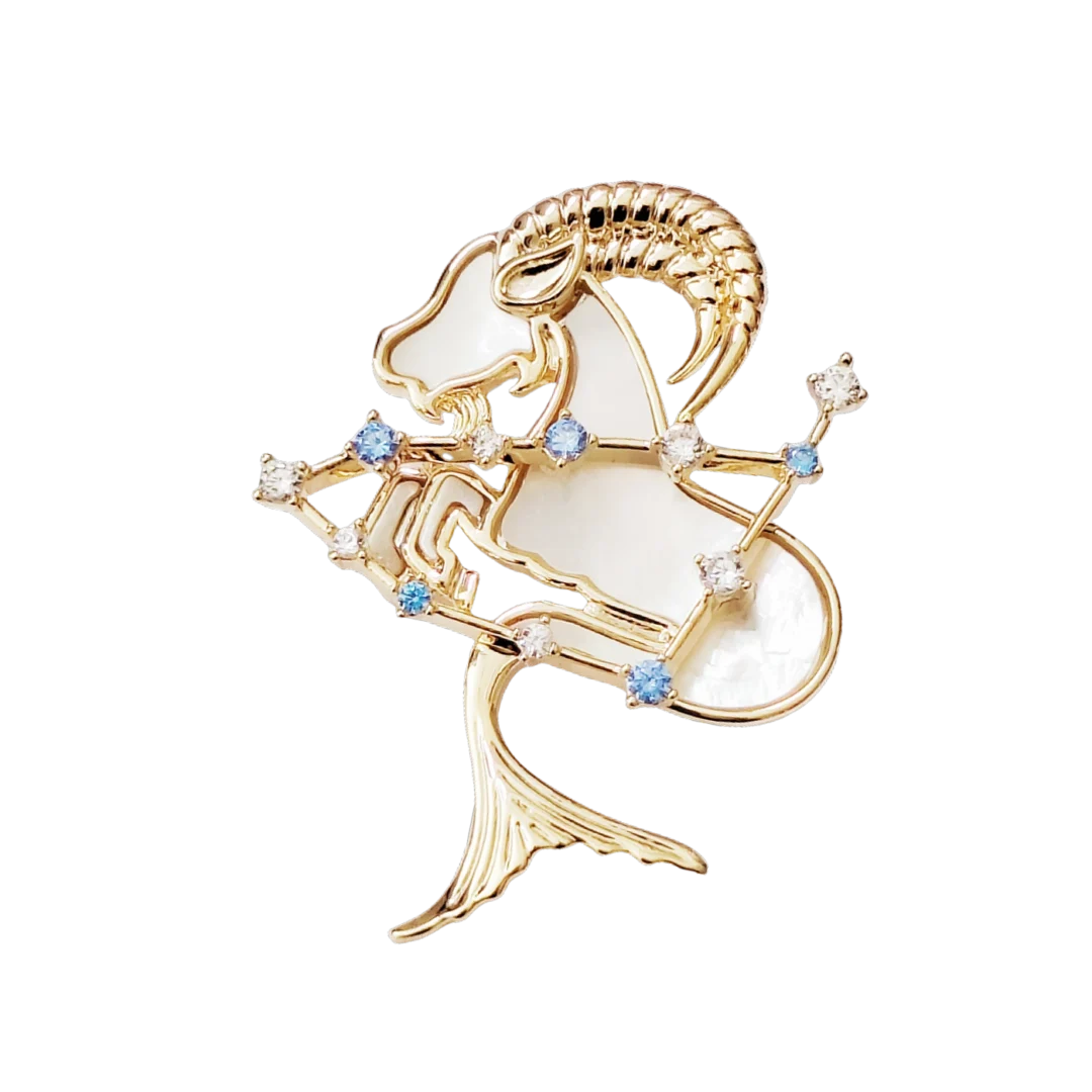 Natural Mother of Pearl Capricorn Brooch