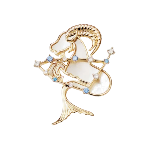 Natural Mother of Pearl Capricorn Brooch