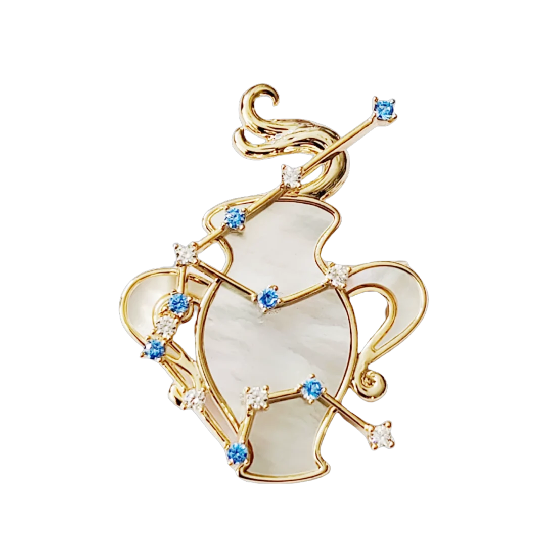 Natural Mother of Pearl Aquarius Brooch
