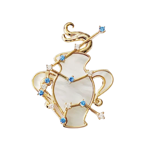 Natural Mother of Pearl Aquarius Brooch