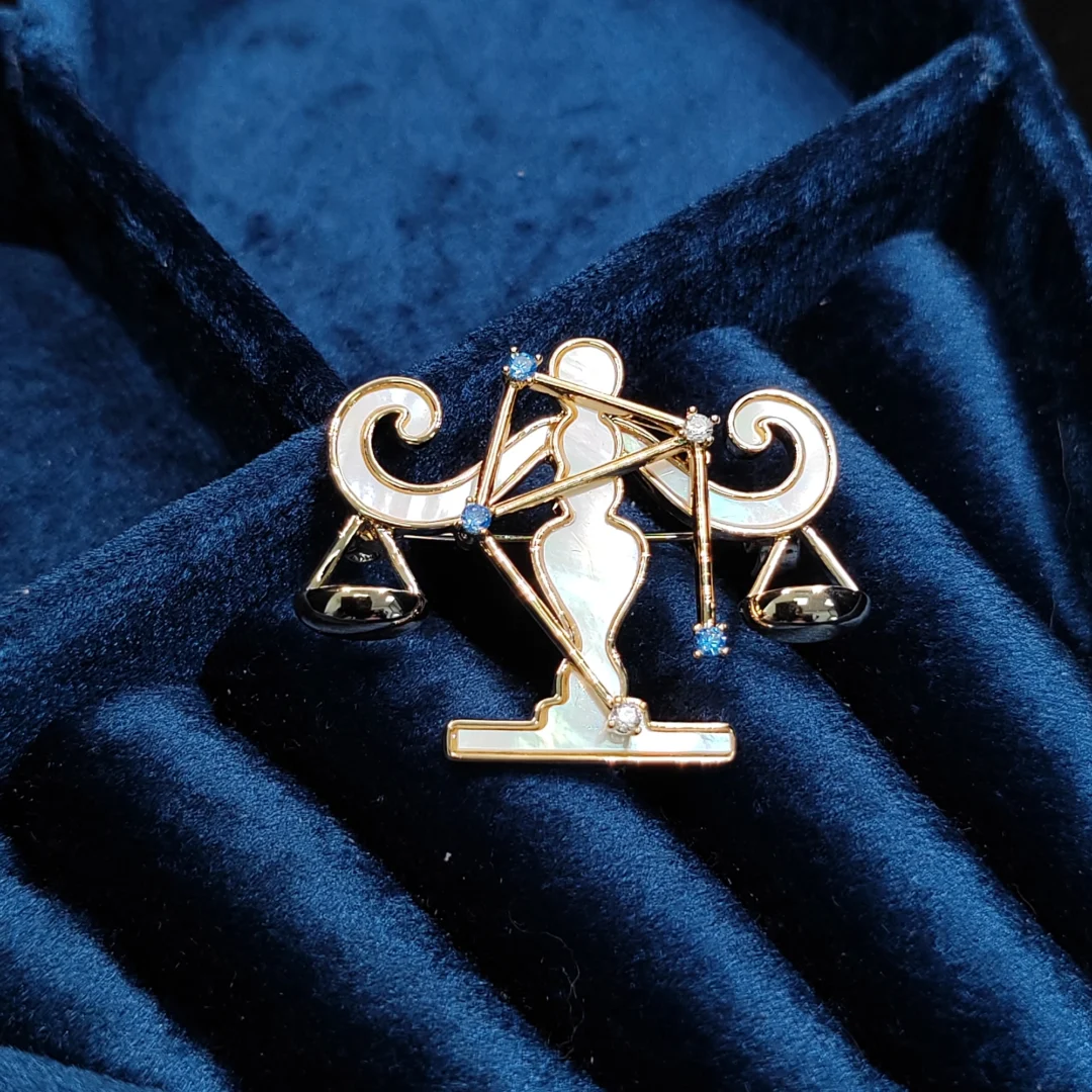 Premium Mother of Pearl Libra Brooch - Image 3