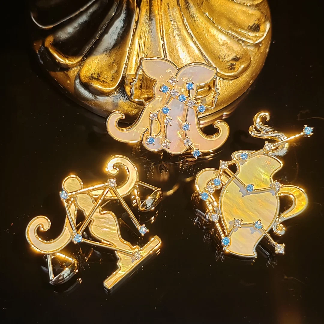 Premium Mother of Pearl Libra Brooch - Image 4
