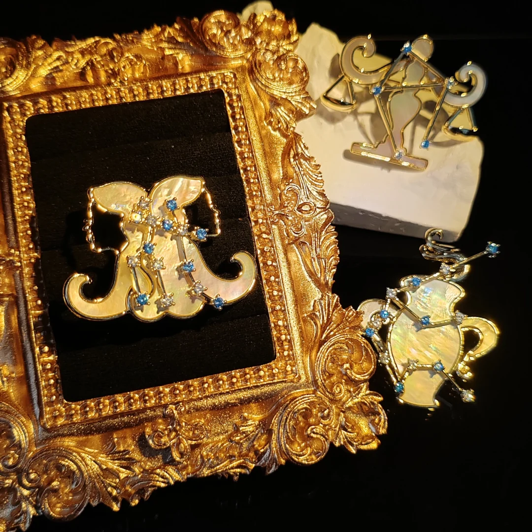 Premium Mother of Pearl Libra Brooch - Image 7