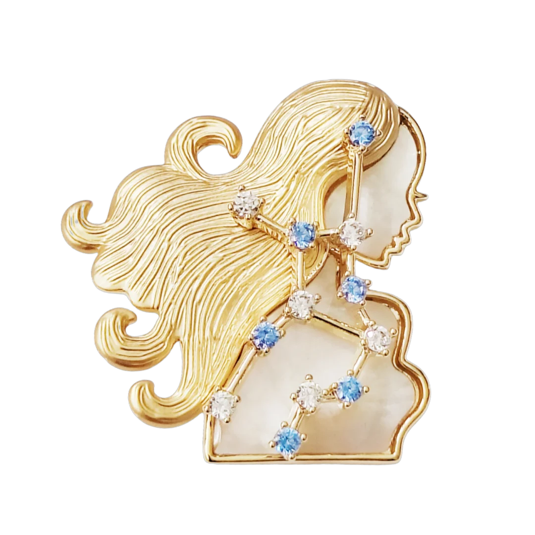 Natural Mother of Pearl Virgo Brooch