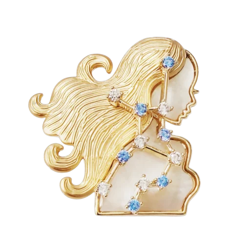 Natural Mother of Pearl Virgo Brooch