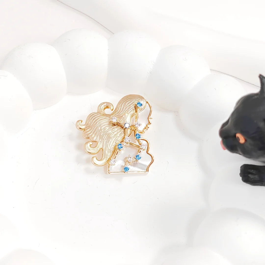 Natural Mother of Pearl Virgo Brooch - Image 3