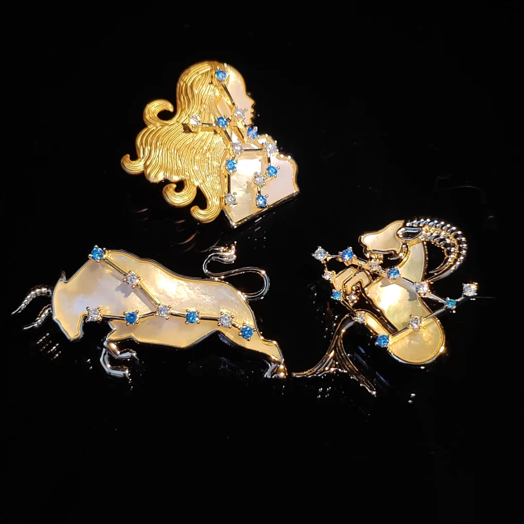 Natural Mother of Pearl Virgo Brooch - Image 4