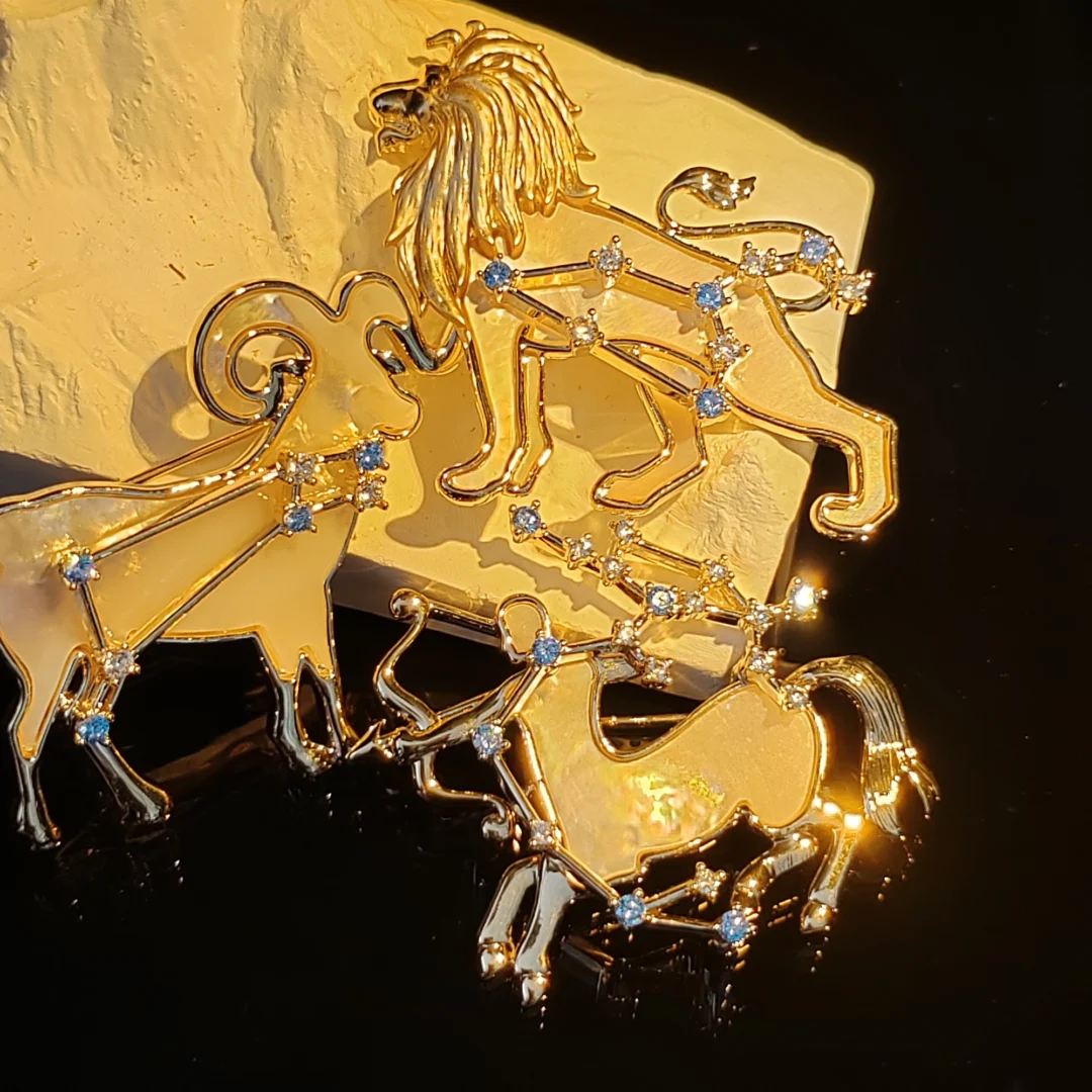 Natural Mother of Pearl Leo Brooch - Image 7