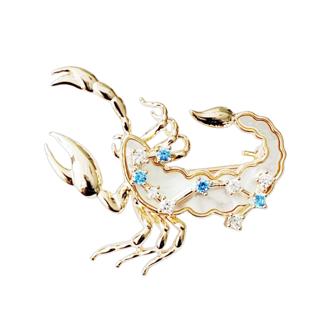 Natural Mother of Pearl Scorpio Brooch